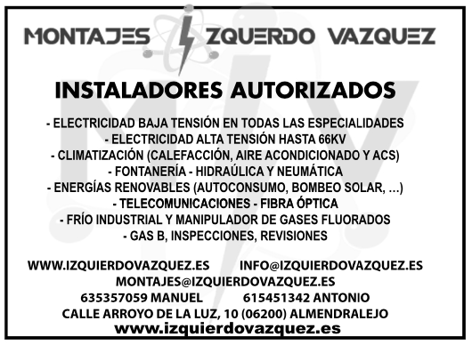 Instalador autorizado de aire acondicionado y calefacción en Extremadura Montajes Izquierdo Vázquez